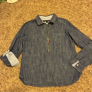 Women’s Tommy Hilfiger Blue denim half zip collared Casual Shirt